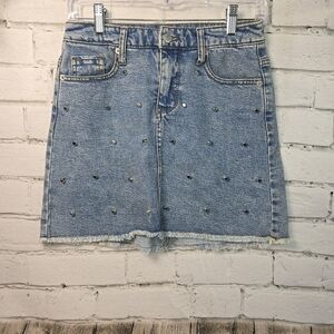 Vintage Vibes Wild Fable Studded Denim Mini Skirt Frayed Edge Womens Size 4